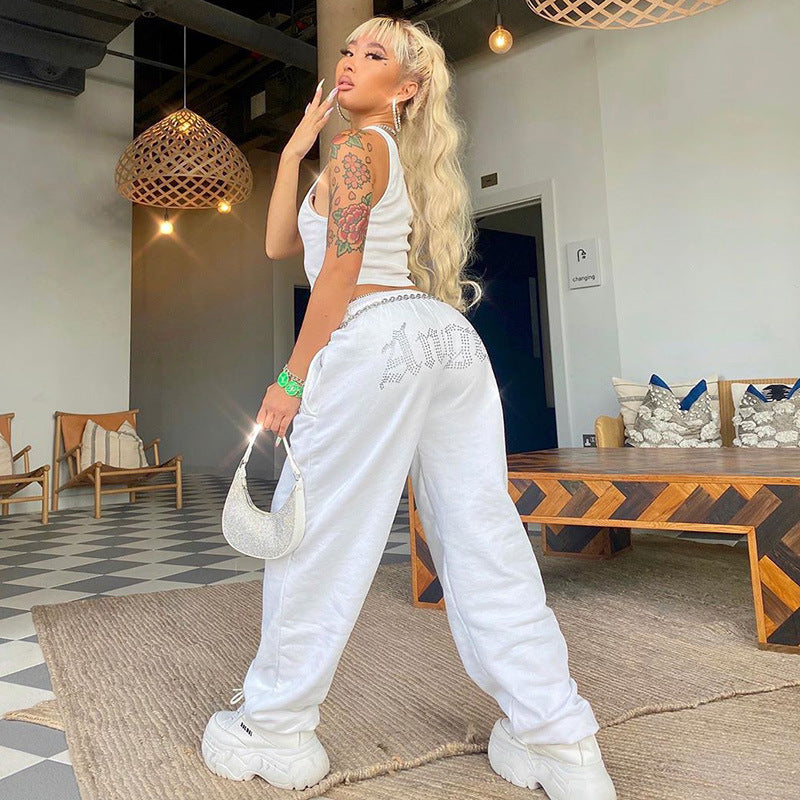 Rhinestone Slim Pants Women's Autumn