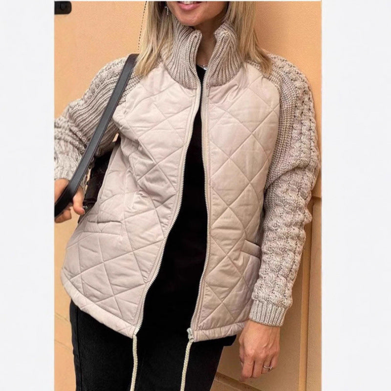 Fashion Cardigan Zipper Long Sleeve Stand Collar Women's Cotton Jacket