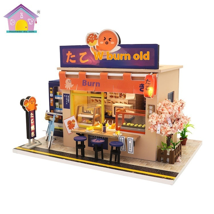 Grocery Store With Lights Home Model Assembly Toys.