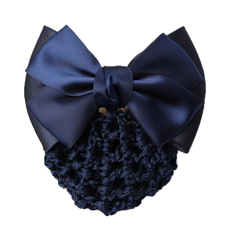 Professional Headdress Flower Bow Net Pocket Worker Work Plate Hair Clip Ornament
