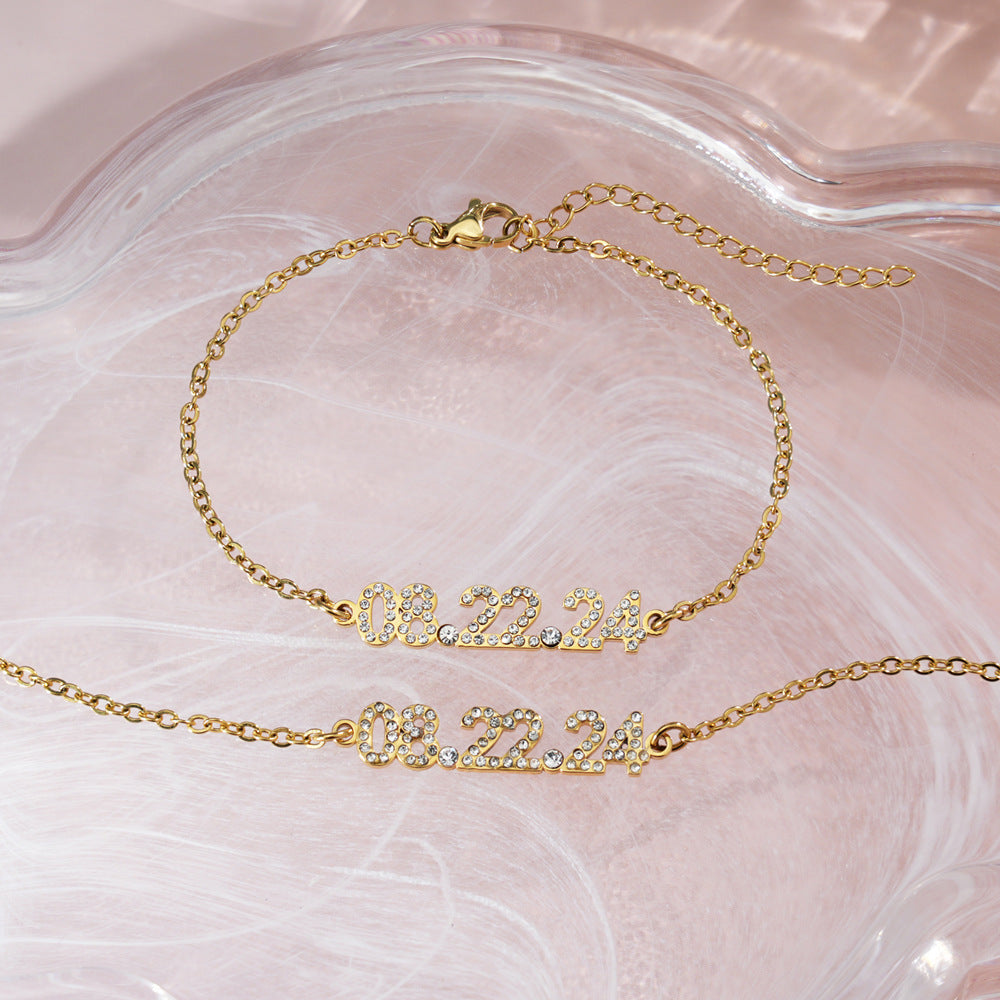 Stainless Steel Diamond Studded Digital Bracelet, Non Fading Necklace