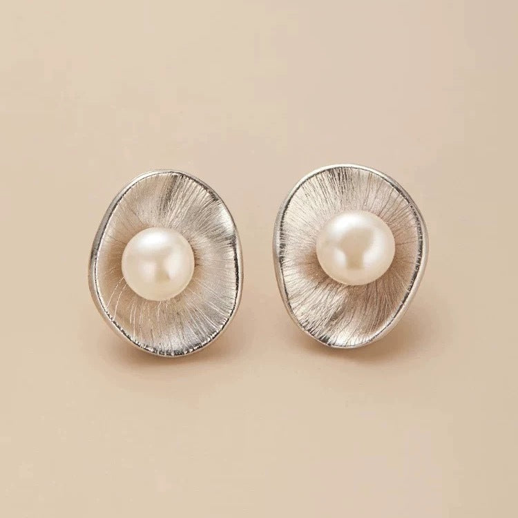 Pearl Sterling Silver Needle Earrings